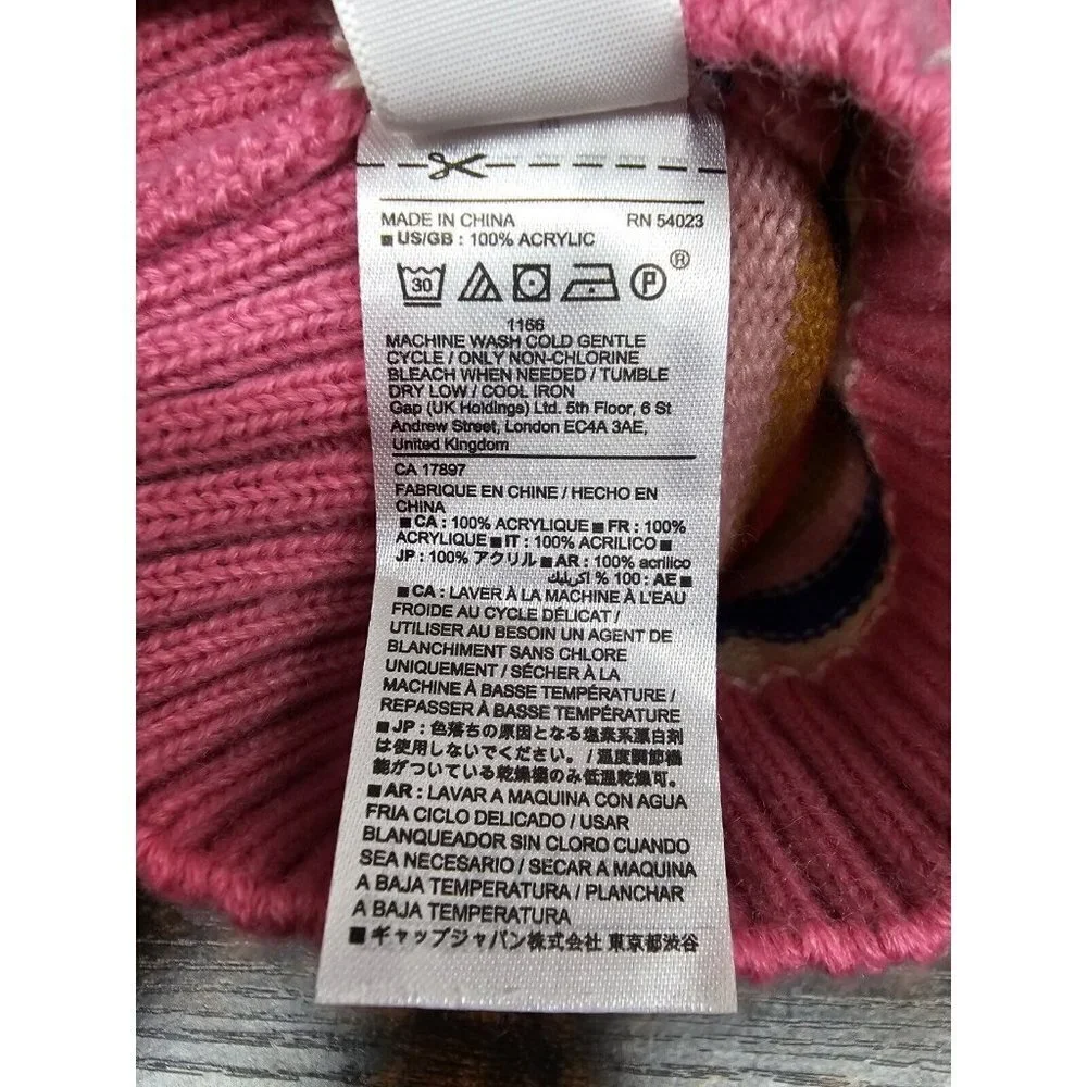 Gap Factory Knit Double Pom Beanie Hat And Mittens Set Girls Size S/M 2-3 Years
